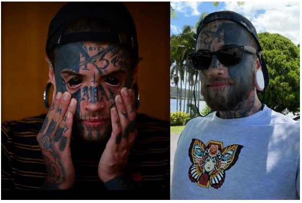 Po narodzinach córki ojciec, którego ciało w dziewięćdziesięciu procentach pokrywały tatuaże, opamiętał się i postanowił nieco „oczyścić się”.