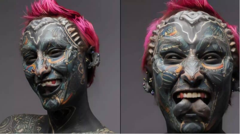 Była pięknością, a stała się... Teraz jej ciało w 99,98% pokryte jest tatuażami.