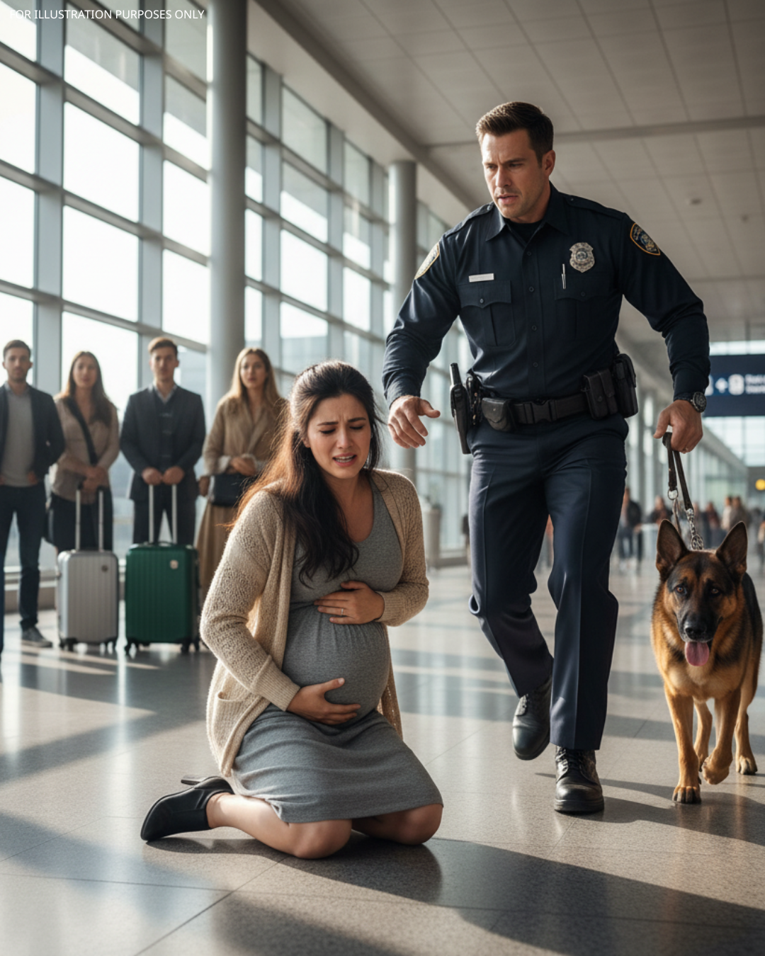 W wieku 55 lat i będąc w ciąży, nigdy nie wyobrażałam sobie, że mój mąż porzuci mnie na lotnisku — ale kiedy pies policyjny zaczął szczekać, a funkcjonariusze sprawdzili, co mam pod sukienką, w terminalu zapadła cisza.