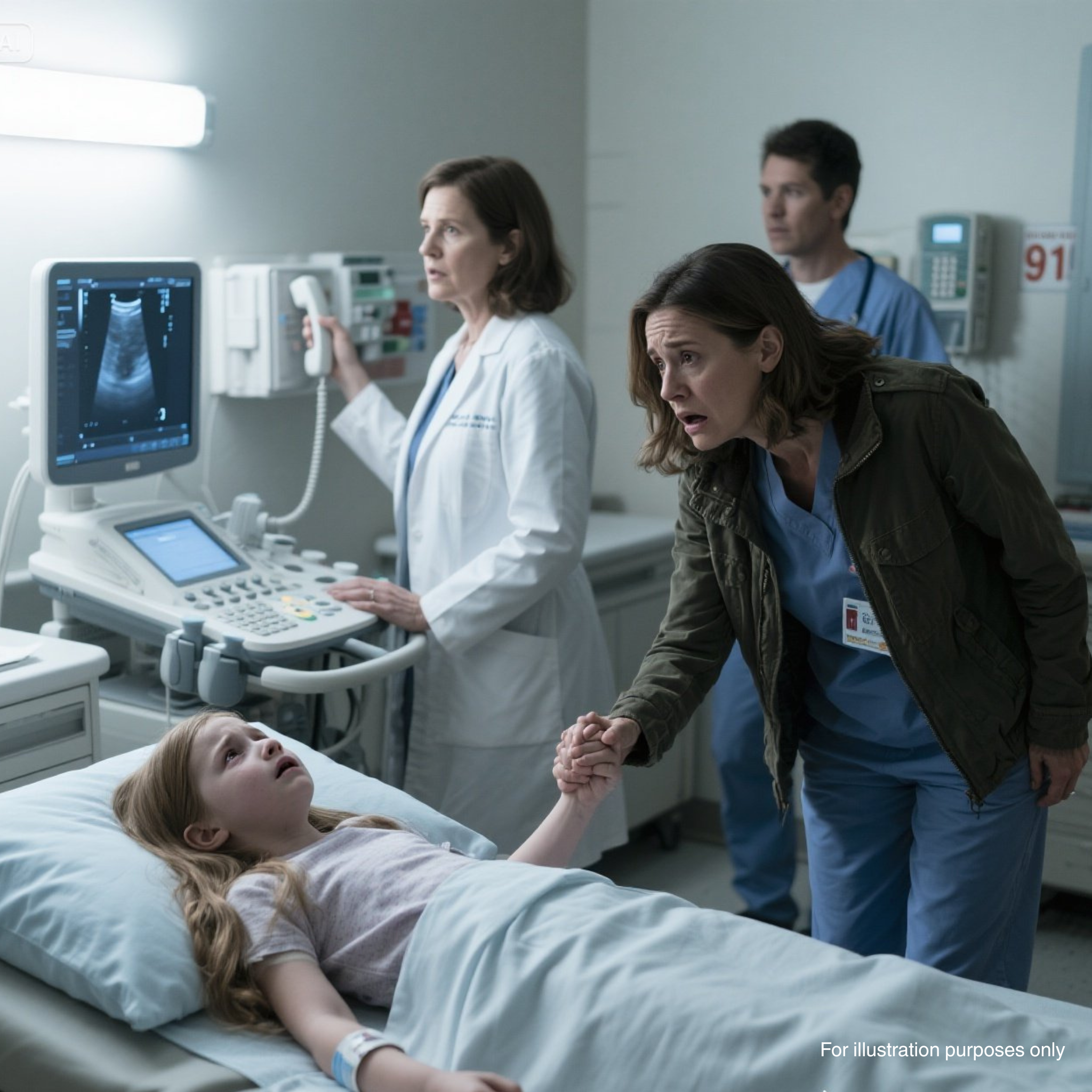 Mała dziewczynka wraca z weekendu z silnym bólem brzucha — to, co lekarz zobaczył na USG, zmieniło wszystko.