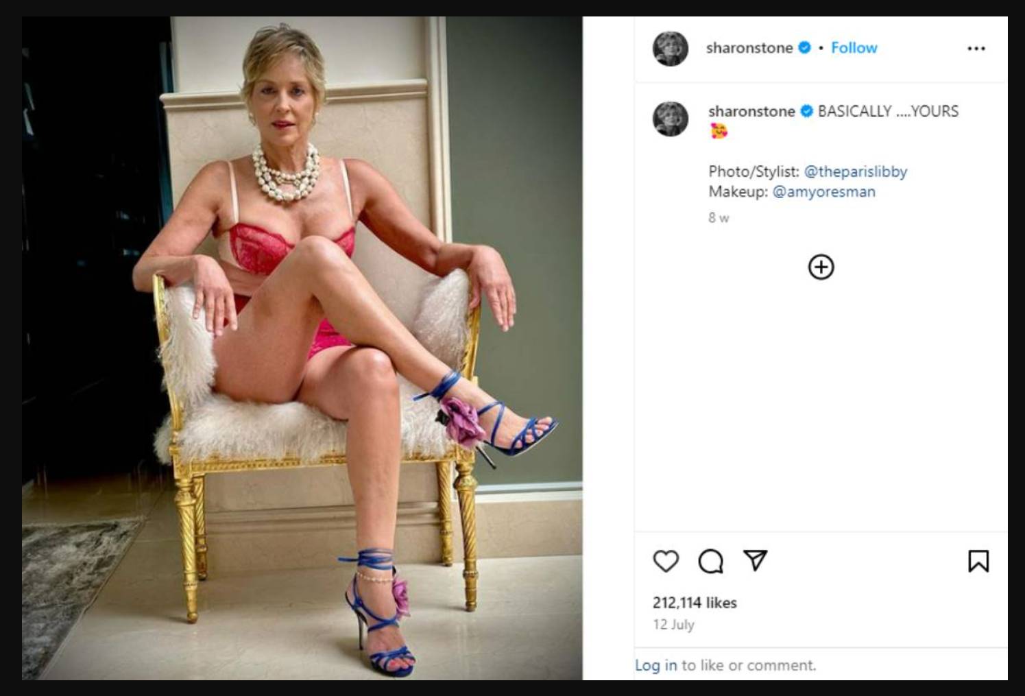 Sharon Stone po 32 latach ponownie odtwarza kultową scenę z filmu „Nagi instynkt”.