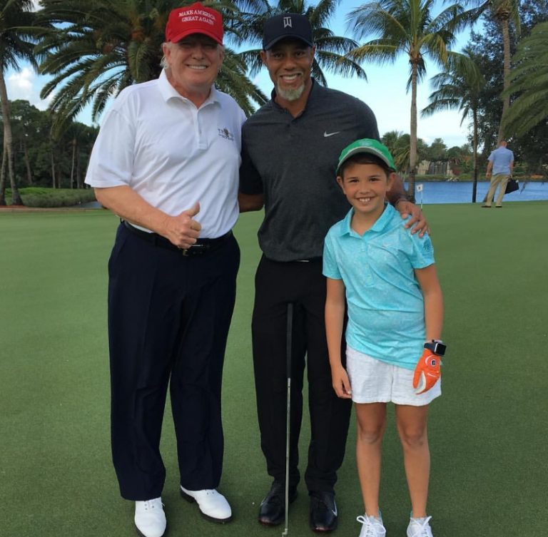 Zgadnij, kto to jest?: Rzadki, nieoficjalny moment uchwycony na wydarzeniu golfowym, pokazujący znaną osobę z młodym członkiem rodziny!