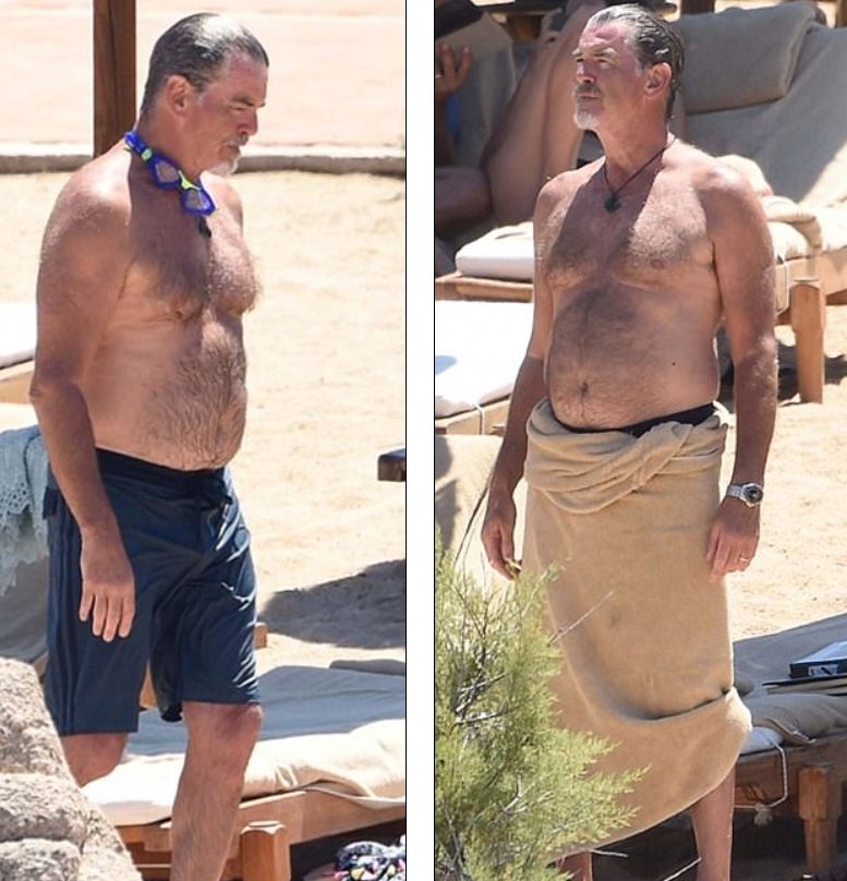 Legendarny przystojny mężczyzna z Hollywood, mający ponad 60 lat, zauważony bez koszuli podczas romantycznych wakacji na plaży ze spektakularną żoną: rozpoznać parę?